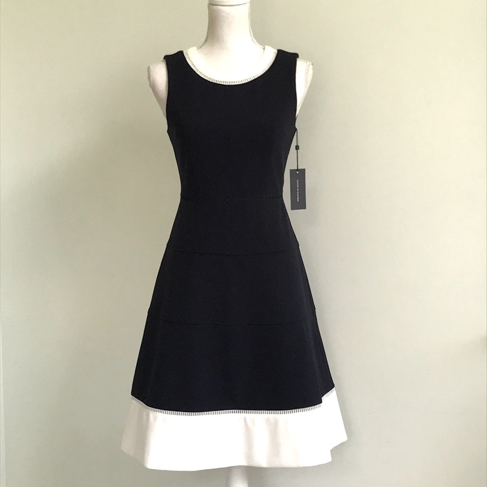 TOMMY HILFIGER Navy/White Fit & Flare Dress